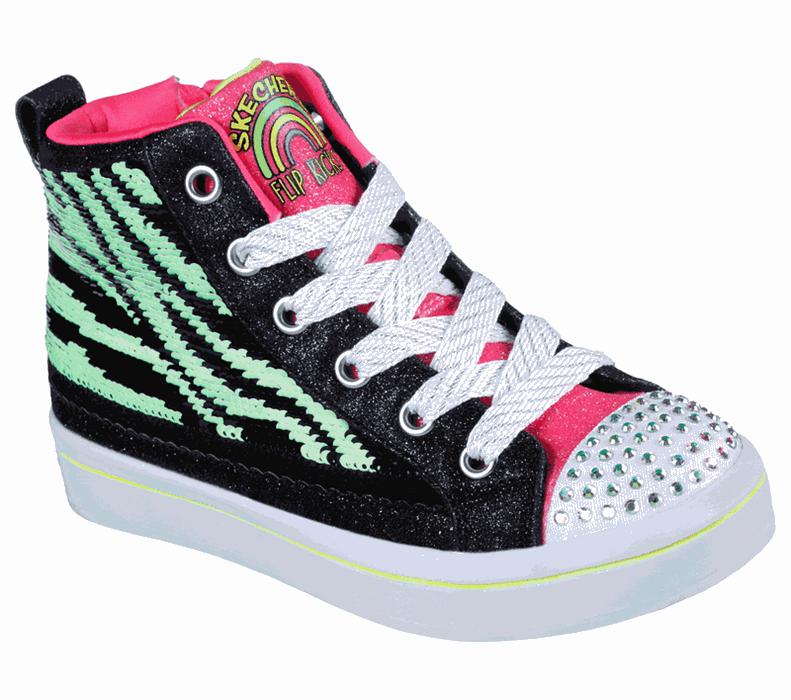 Skechers Flickor Svarta/Rosa Sneakers - Flip Kicks: Twi-Lites 2.0 - Neon Muse - Sverige (YFESX-0183)